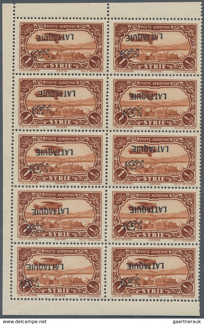 23406 Latakia: 1931/1933, U/m Accumulation Of Apprx. 410 Stamps Showing Inverted Resp. Double Overprint, M - Lettres & Documents