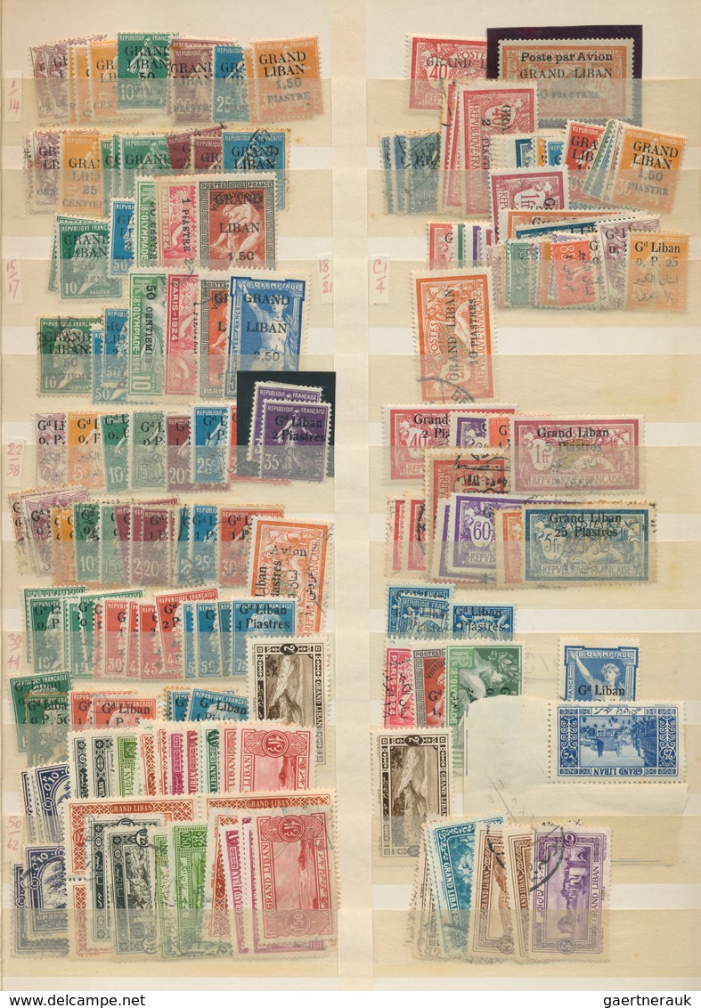 23418 Libanon: 1924/1970, Used And Mint Accumulation In A Stockbook With Main Value In The Overprints Of F - Liban