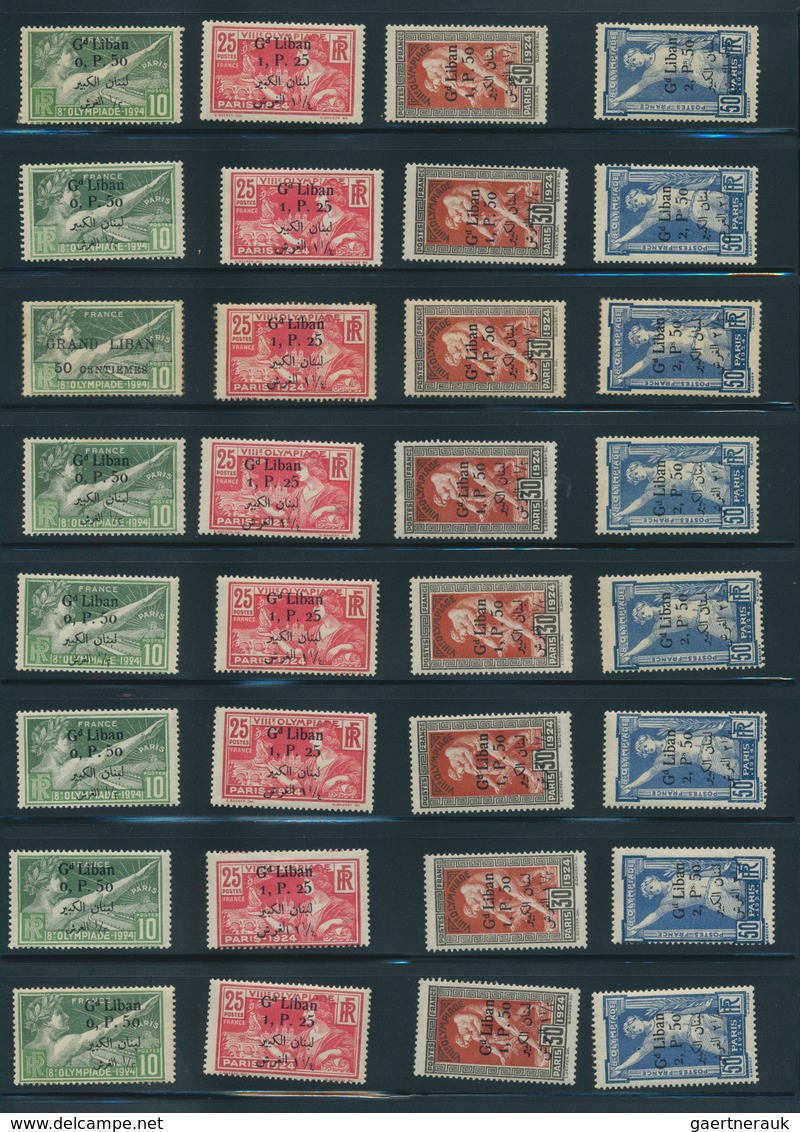 23432 Libanon: 1924, Olympic Games, Lot Of 18 Mint Sets: Five Sets French Overprint (Maury 18/21) And 13 S - Liban