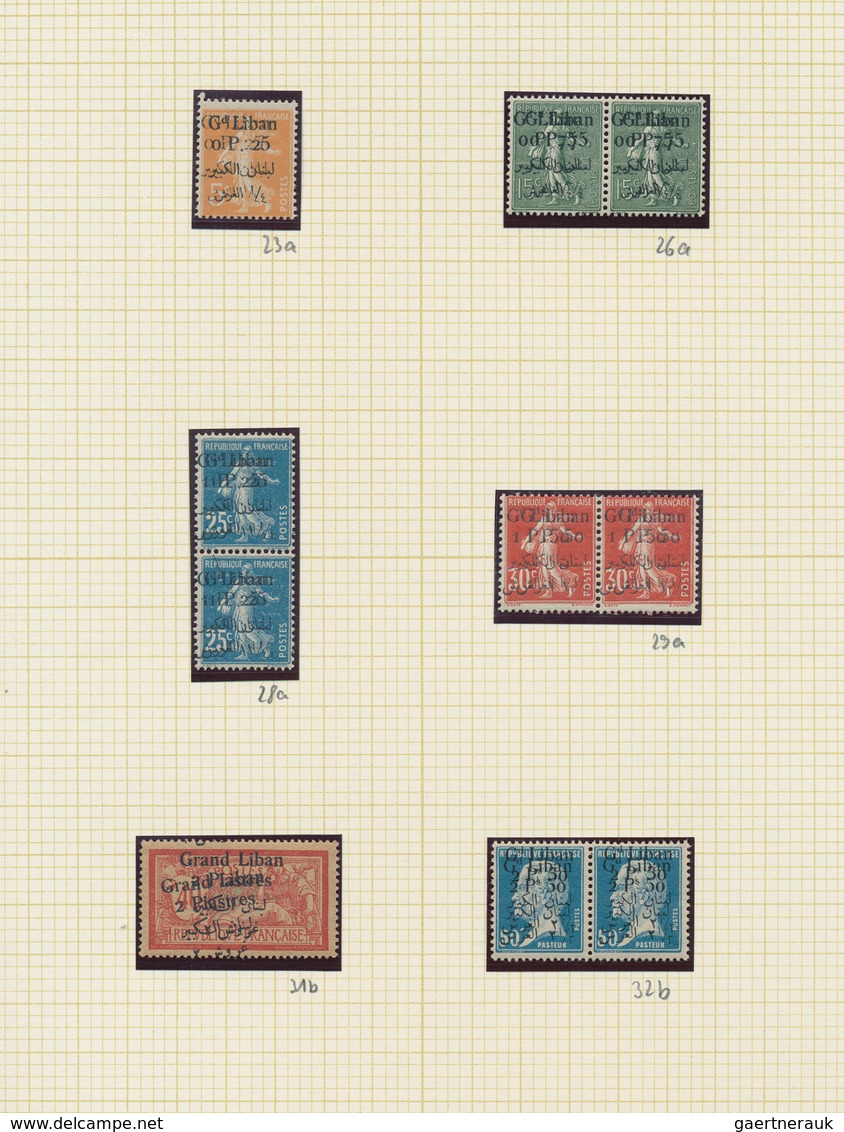 23437 Libanon: 1924, DOUBLE OVERPRINTS, Bilingual Issue, Petty U/m Collection Of Four Pairs And Two Single - Liban