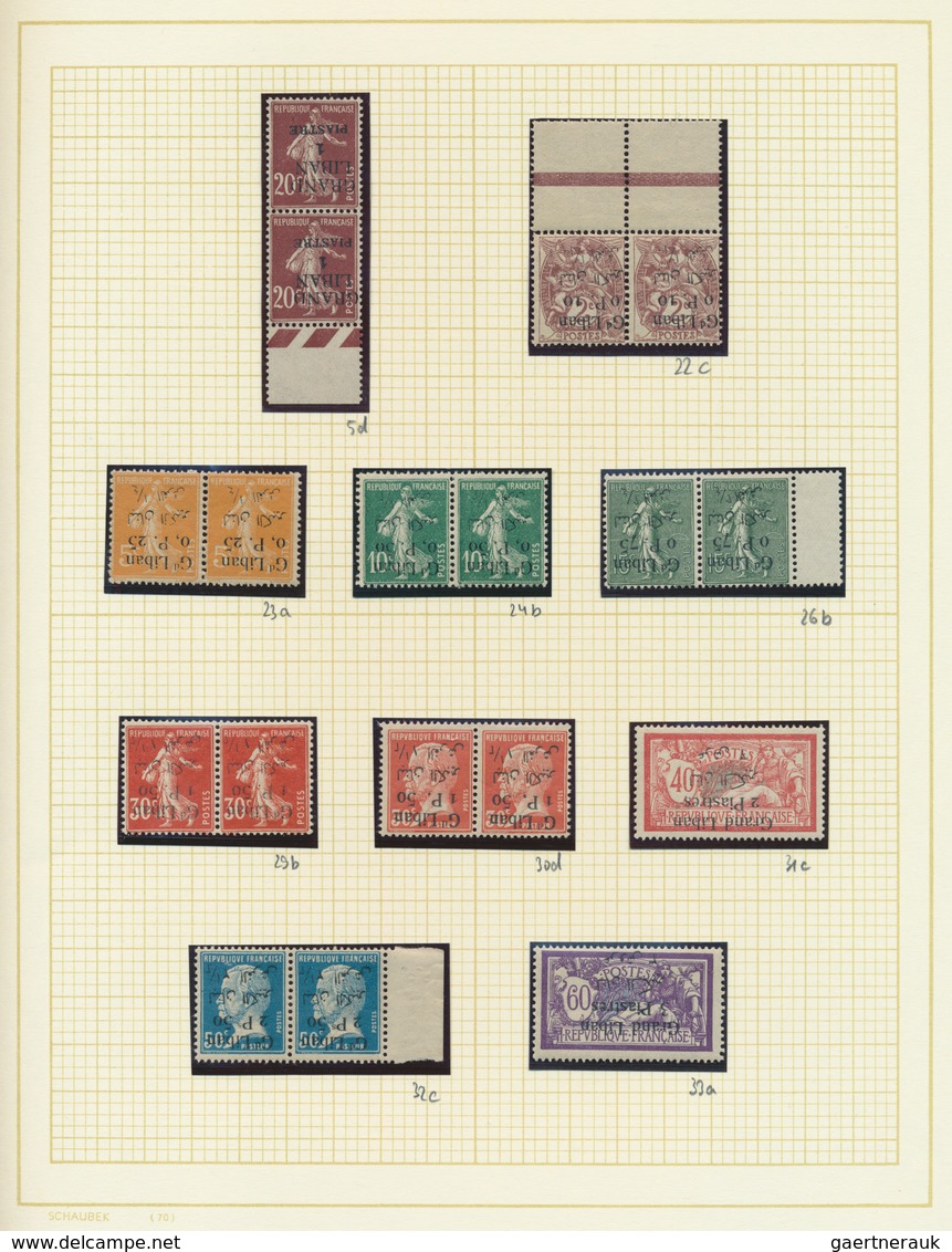 23438 Libanon: 1924, INVERTED OVERPRINTS, Petty U/m Collection Of Eight Pairs And Two Single Stamps Showin - Liban