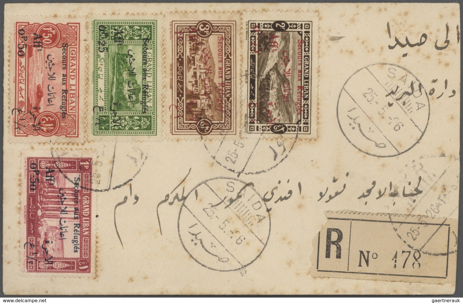 23441 Libanon: 1925-80, Box containing 330 covers and used stamps in 640 glassines, registered mail, air m