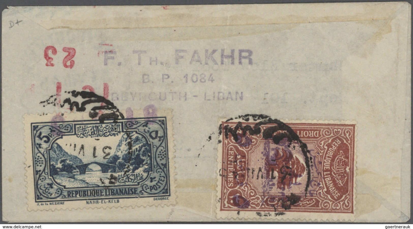 23441 Libanon: 1925-80, Box containing 330 covers and used stamps in 640 glassines, registered mail, air m