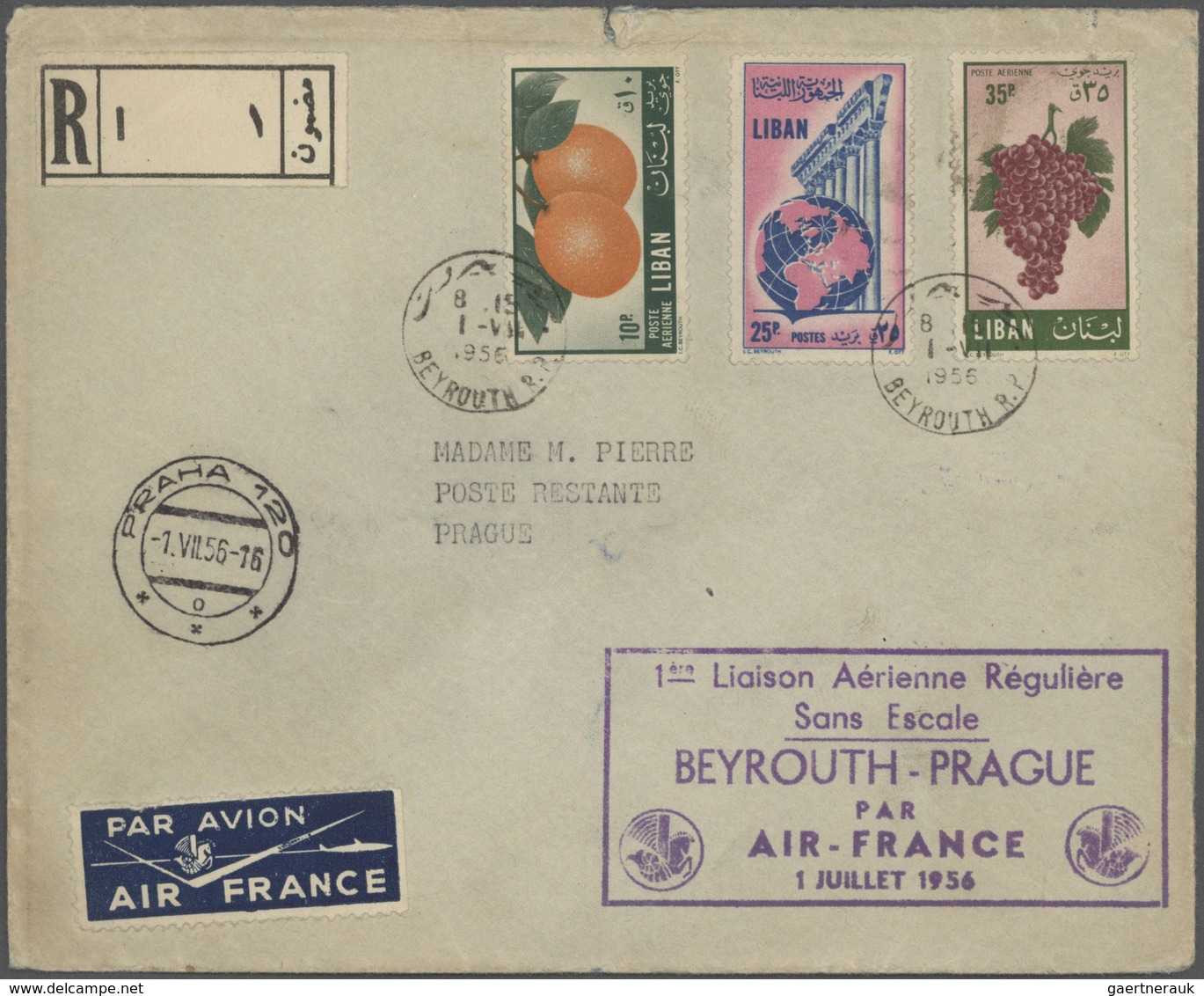 23441 Libanon: 1925-80, Box containing 330 covers and used stamps in 640 glassines, registered mail, air m