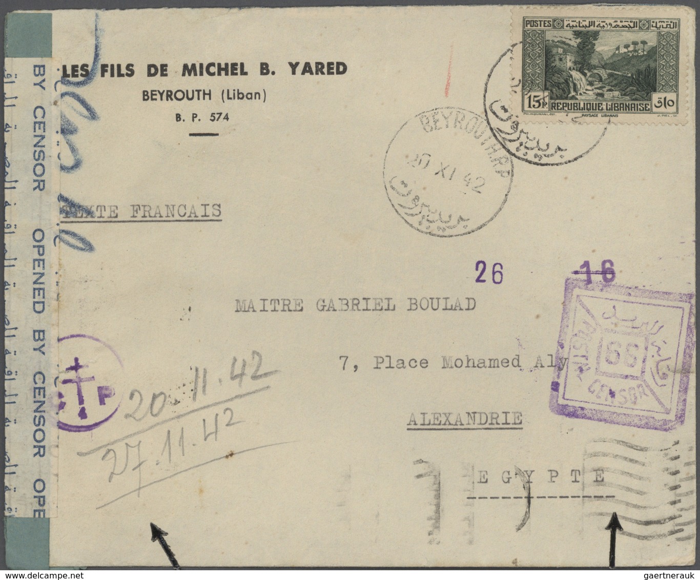 23441 Libanon: 1925-80, Box containing 330 covers and used stamps in 640 glassines, registered mail, air m