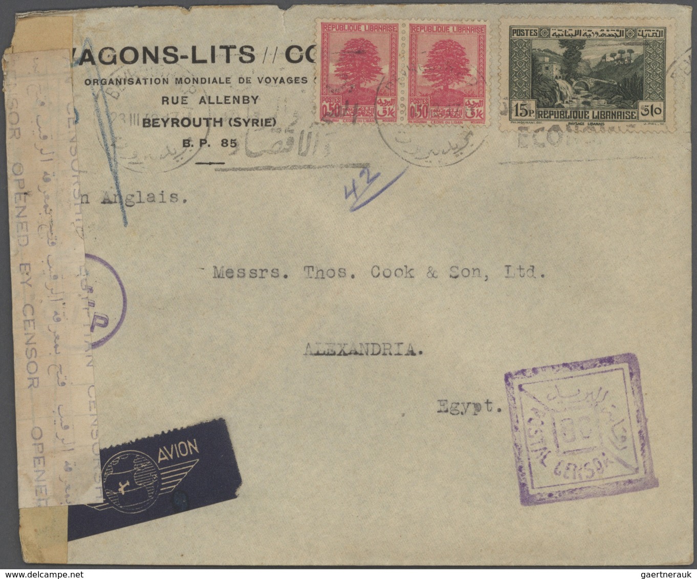 23441 Libanon: 1925-80, Box containing 330 covers and used stamps in 640 glassines, registered mail, air m