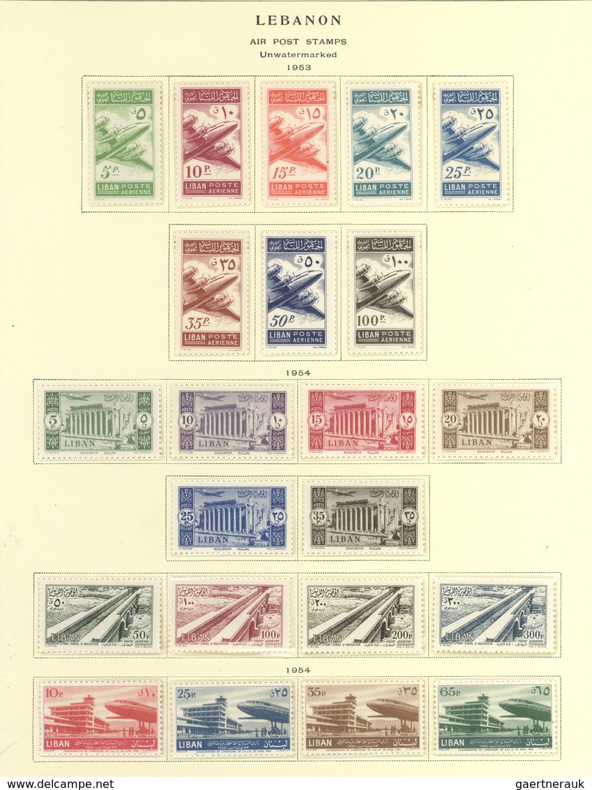 23463 Libanon: 1946/1981, specialised colelction of the AIRMAIL stamps on self-made album pages in four he