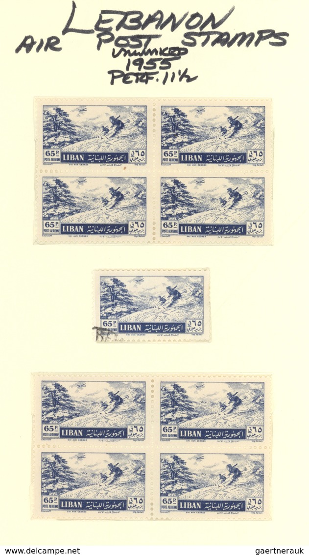 23463 Libanon: 1946/1981, specialised colelction of the AIRMAIL stamps on self-made album pages in four he