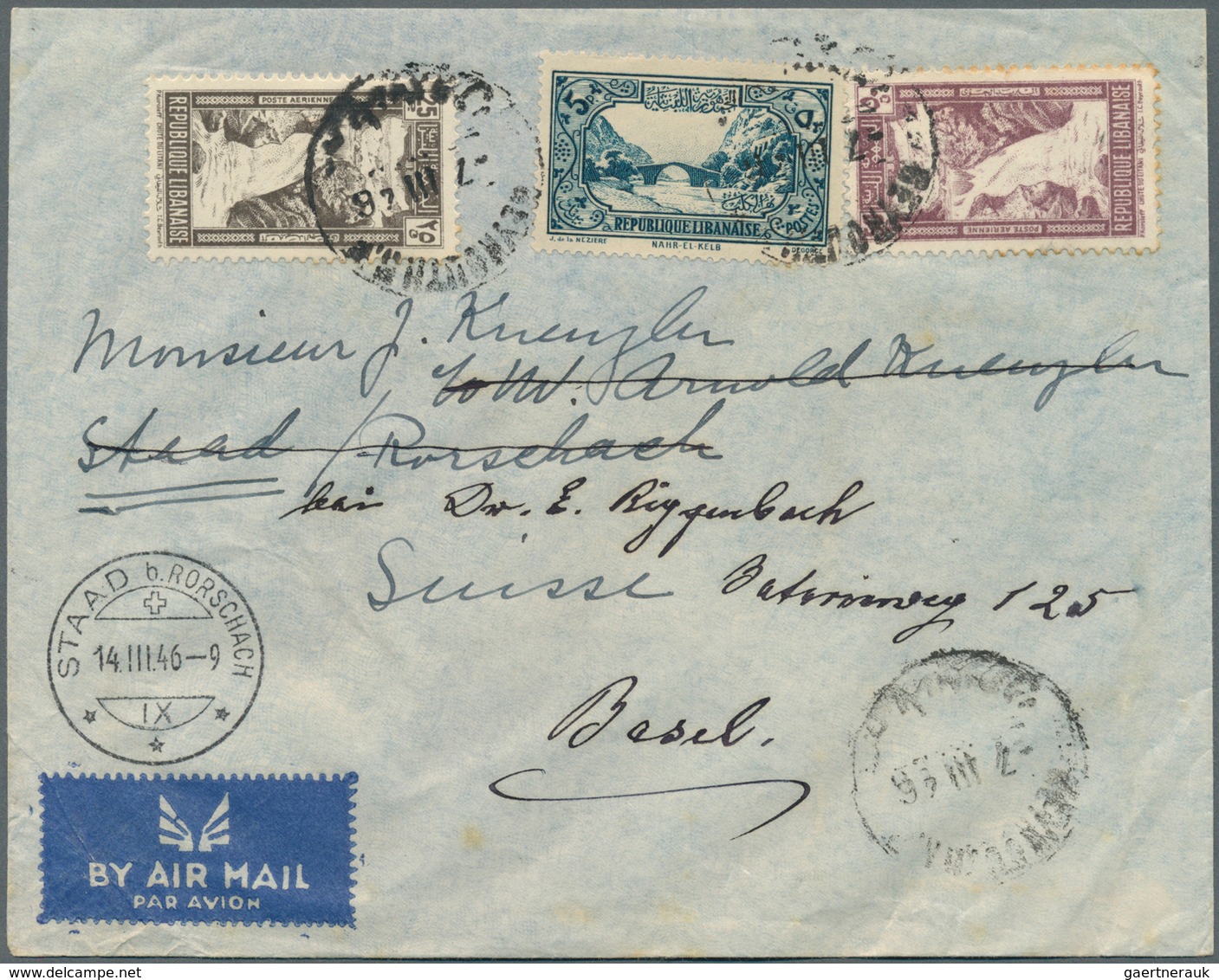 23485 Libanon - Zwangszuschlagsmarken: 1946/1959, Group Of Seven Commercial Covers To Foreign Destinations - Liban