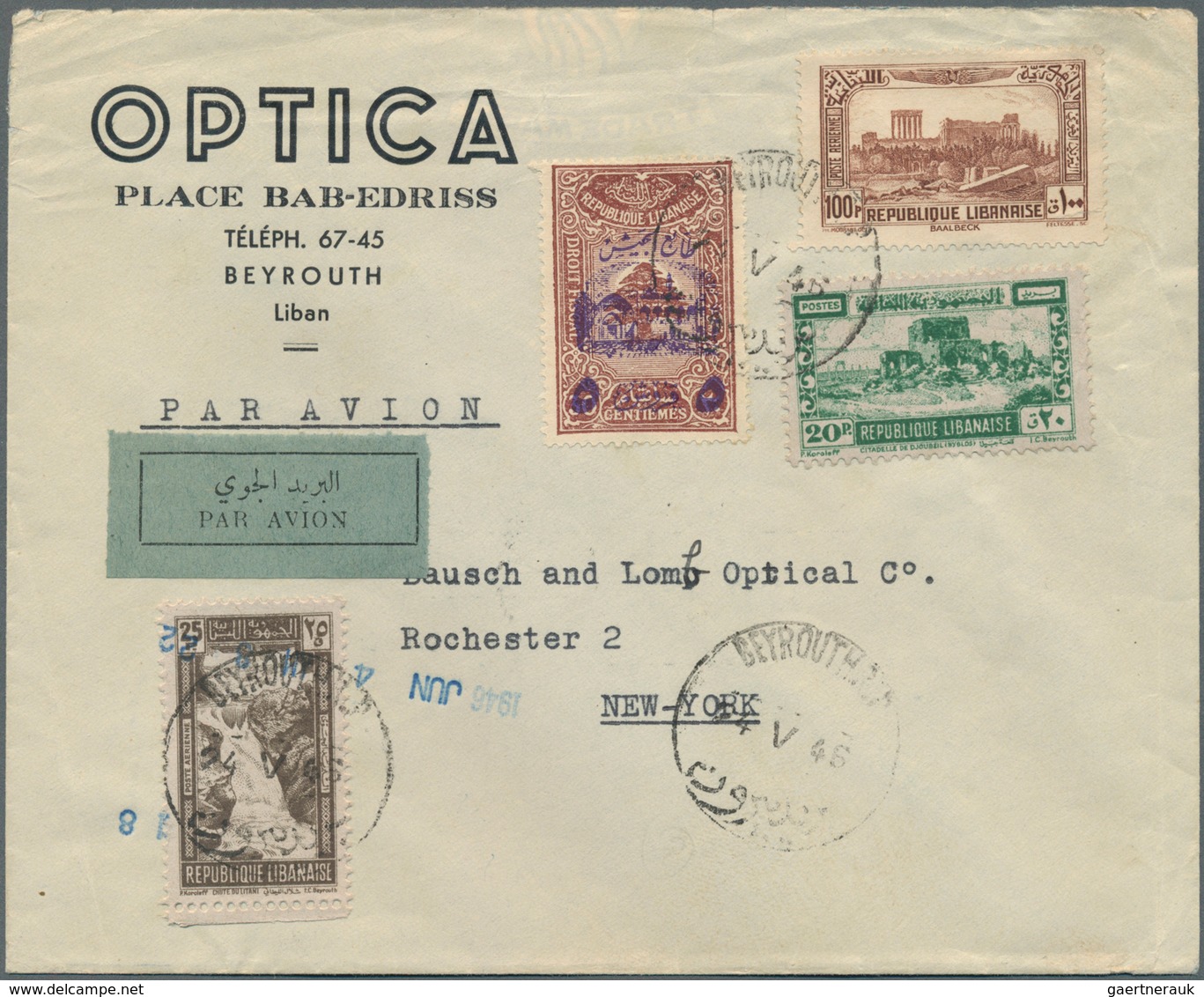 23485 Libanon - Zwangszuschlagsmarken: 1946/1959, Group Of Seven Commercial Covers To Foreign Destinations - Liban