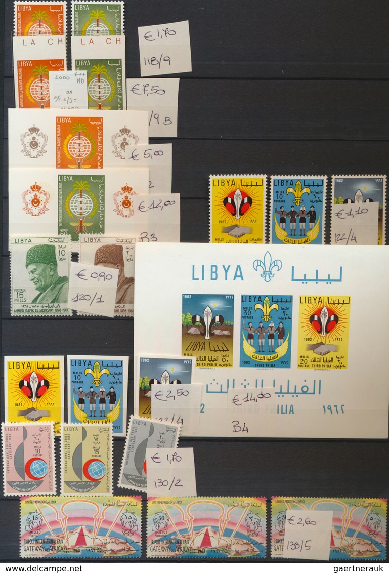 23495 Libyen: 1955/1985 (ca.), Collection In Stockbook With Many Complete Sets Incl. Definitives, Imperfor - Libye