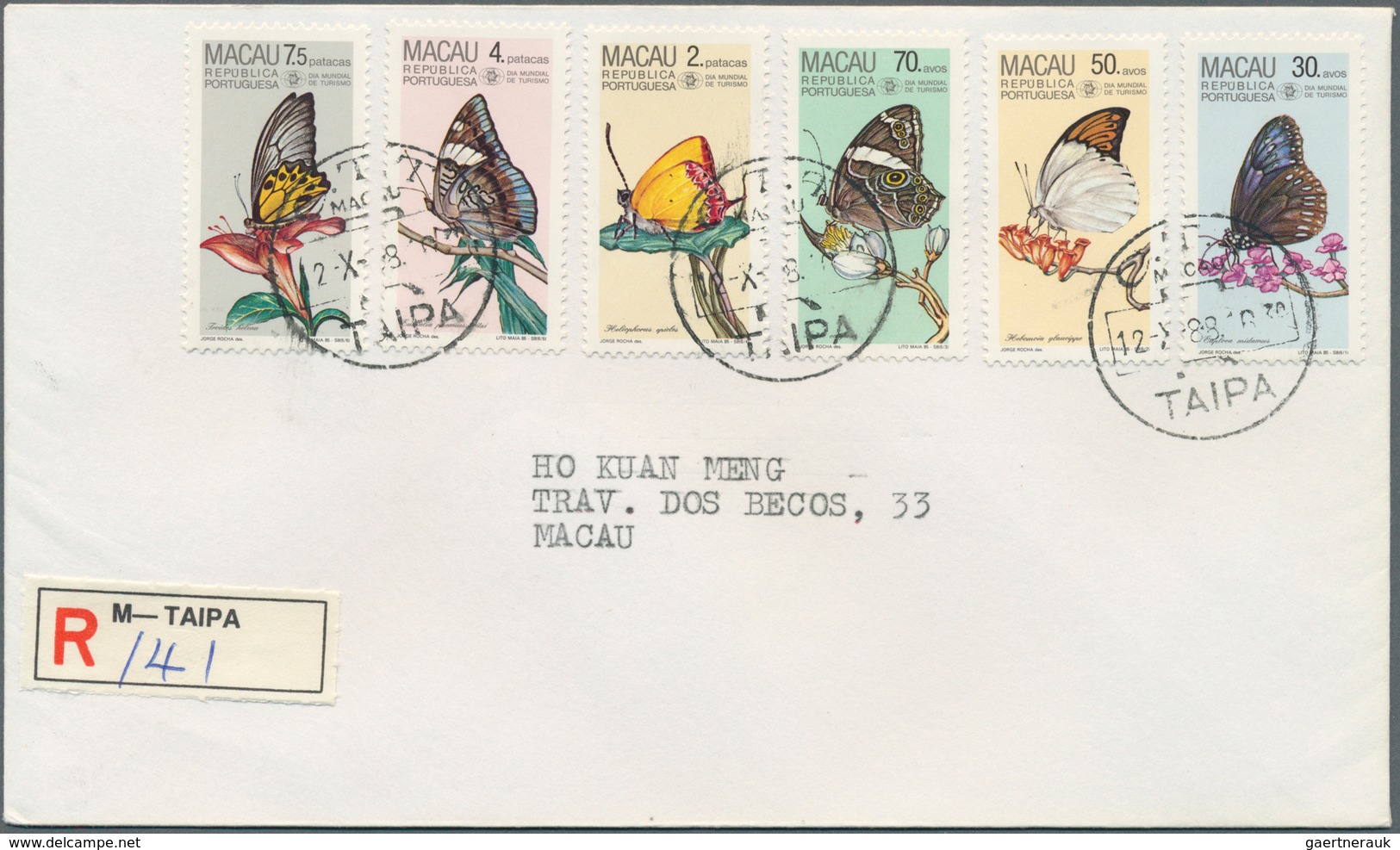 23508 Macau: 1976/88 Complete, Each Set Or Single Issue On Registered Local Covers (53) Used "TAIPA" In 19 - Autres & Non Classés