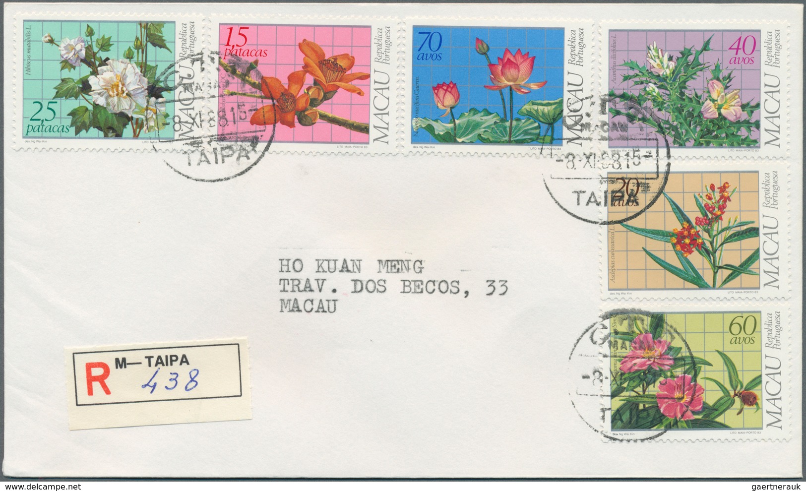 23508 Macau: 1976/88 Complete, Each Set Or Single Issue On Registered Local Covers (53) Used "TAIPA" In 19 - Autres & Non Classés
