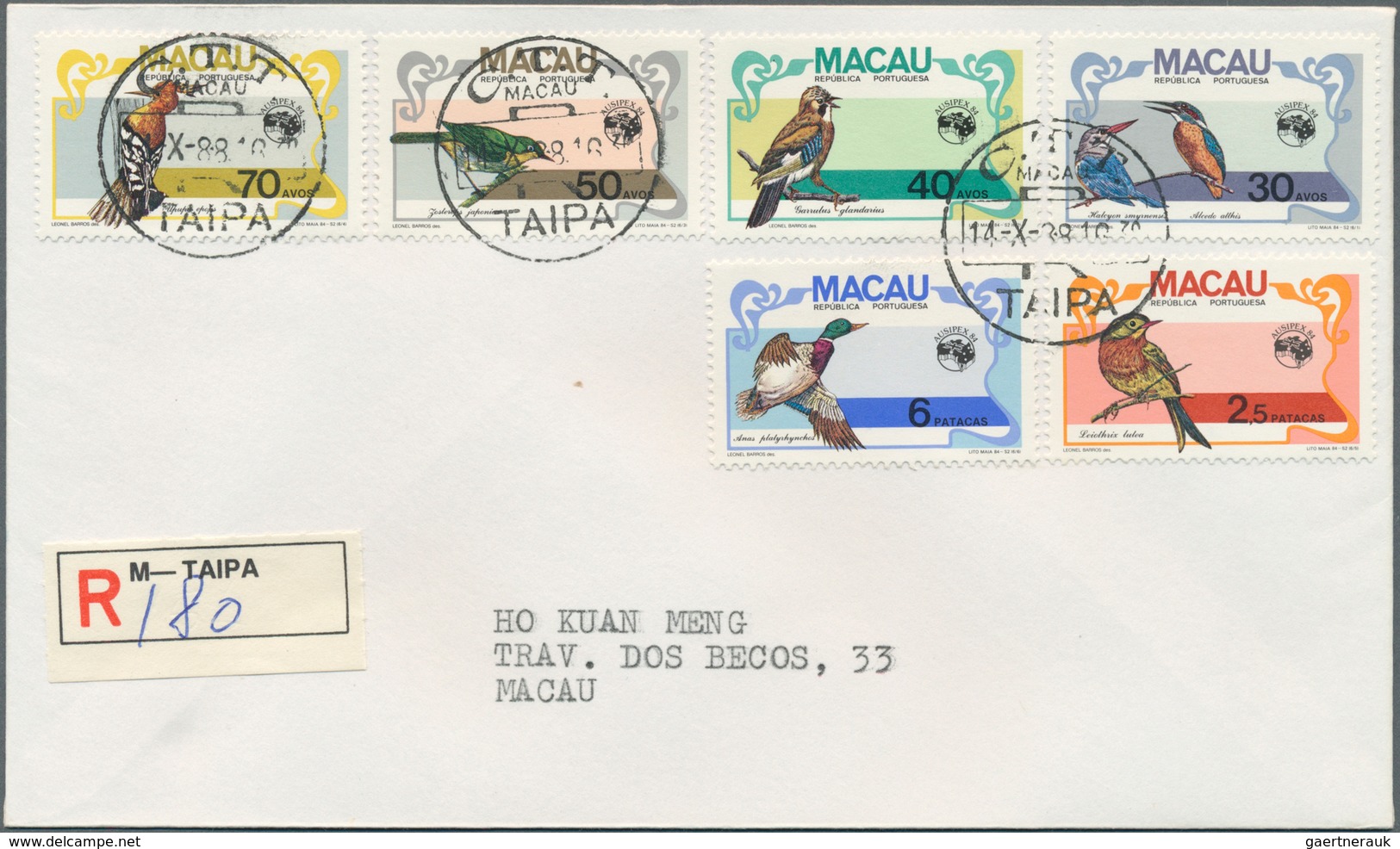 23508 Macau: 1976/88 complete, each set or single issue on registered local covers (53) used "TAIPA" in 19