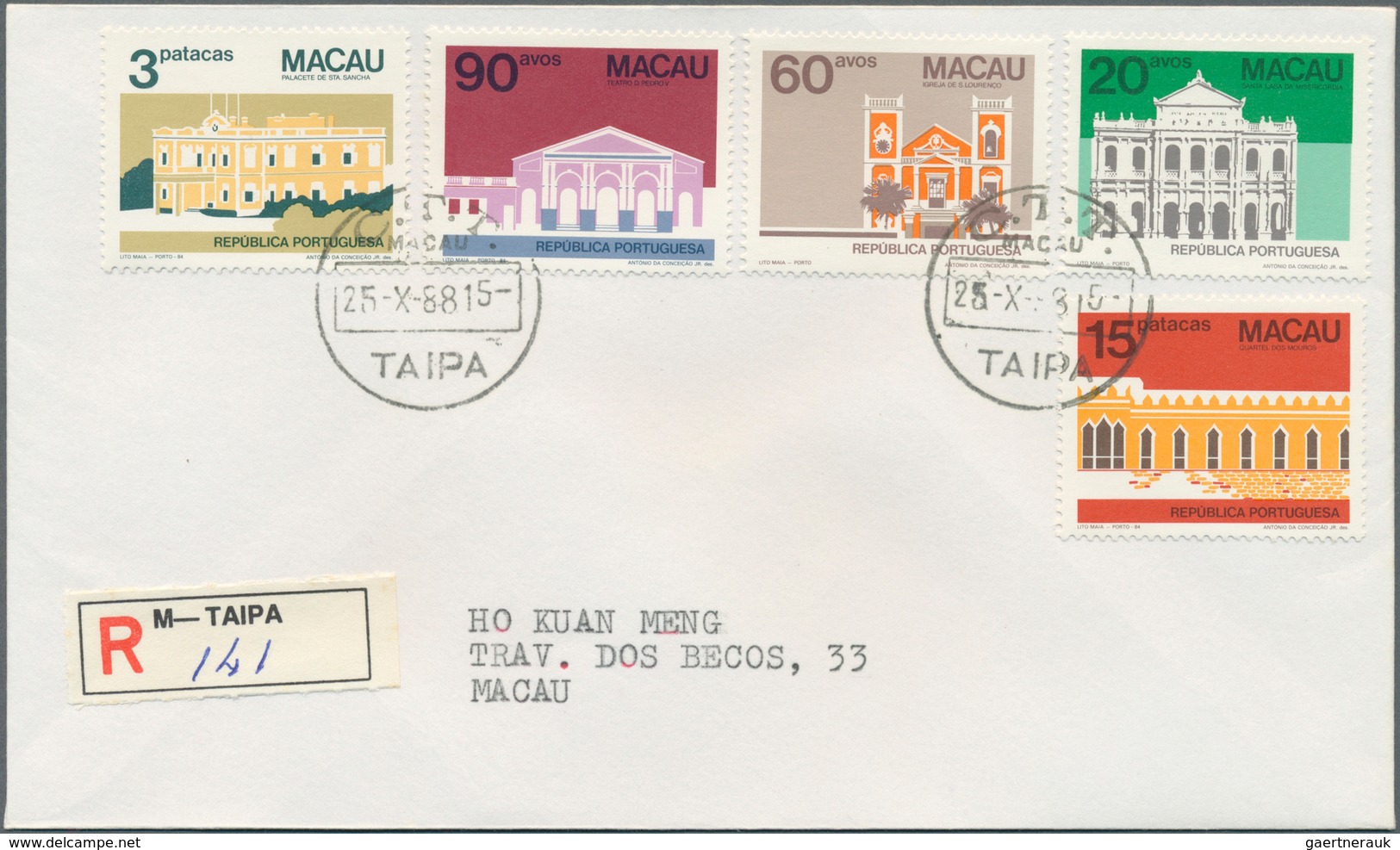 23508 Macau: 1976/88 complete, each set or single issue on registered local covers (53) used "TAIPA" in 19