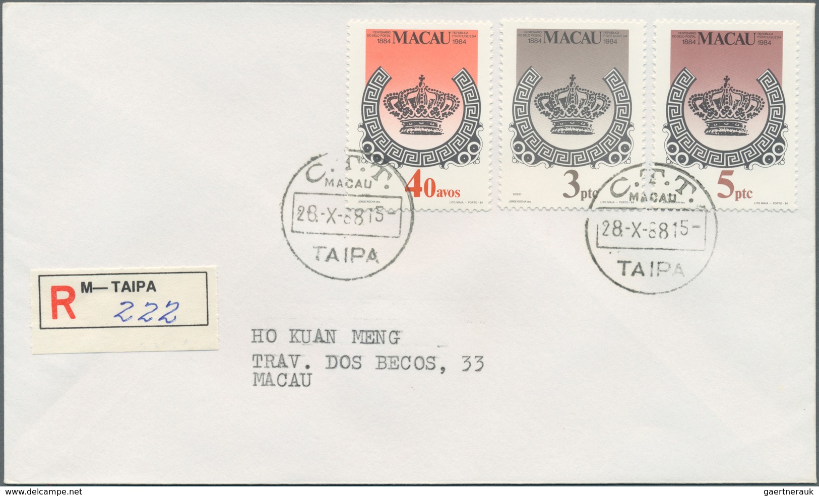 23508 Macau: 1976/88 complete, each set or single issue on registered local covers (53) used "TAIPA" in 19