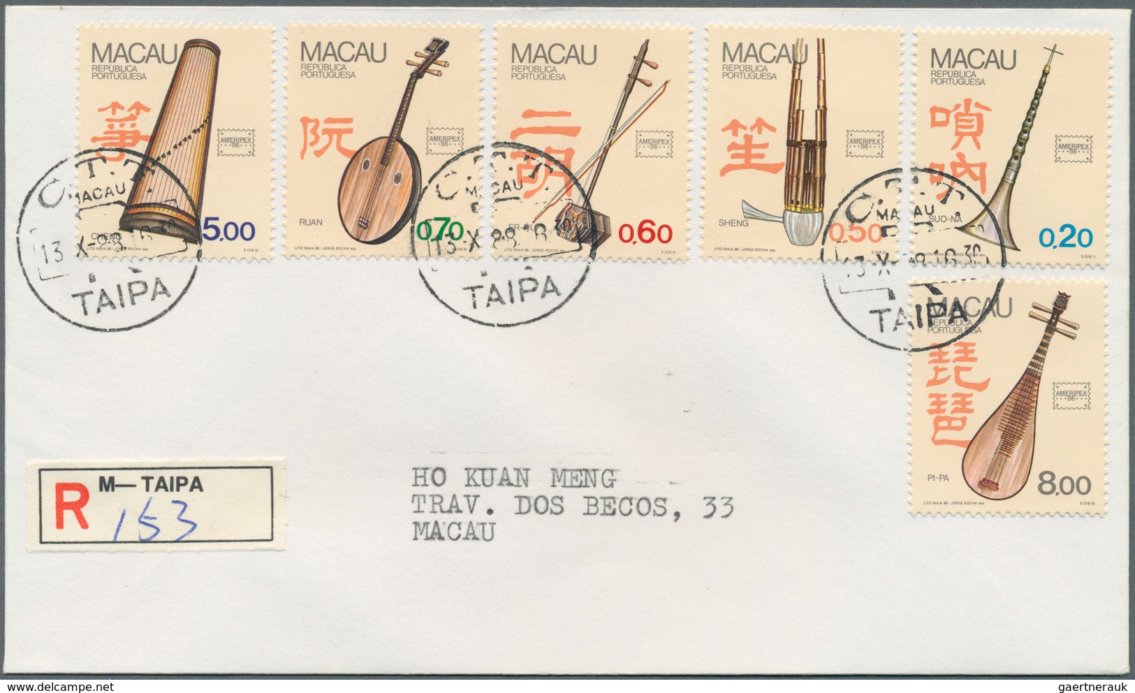 23508 Macau: 1976/88 complete, each set or single issue on registered local covers (53) used "TAIPA" in 19