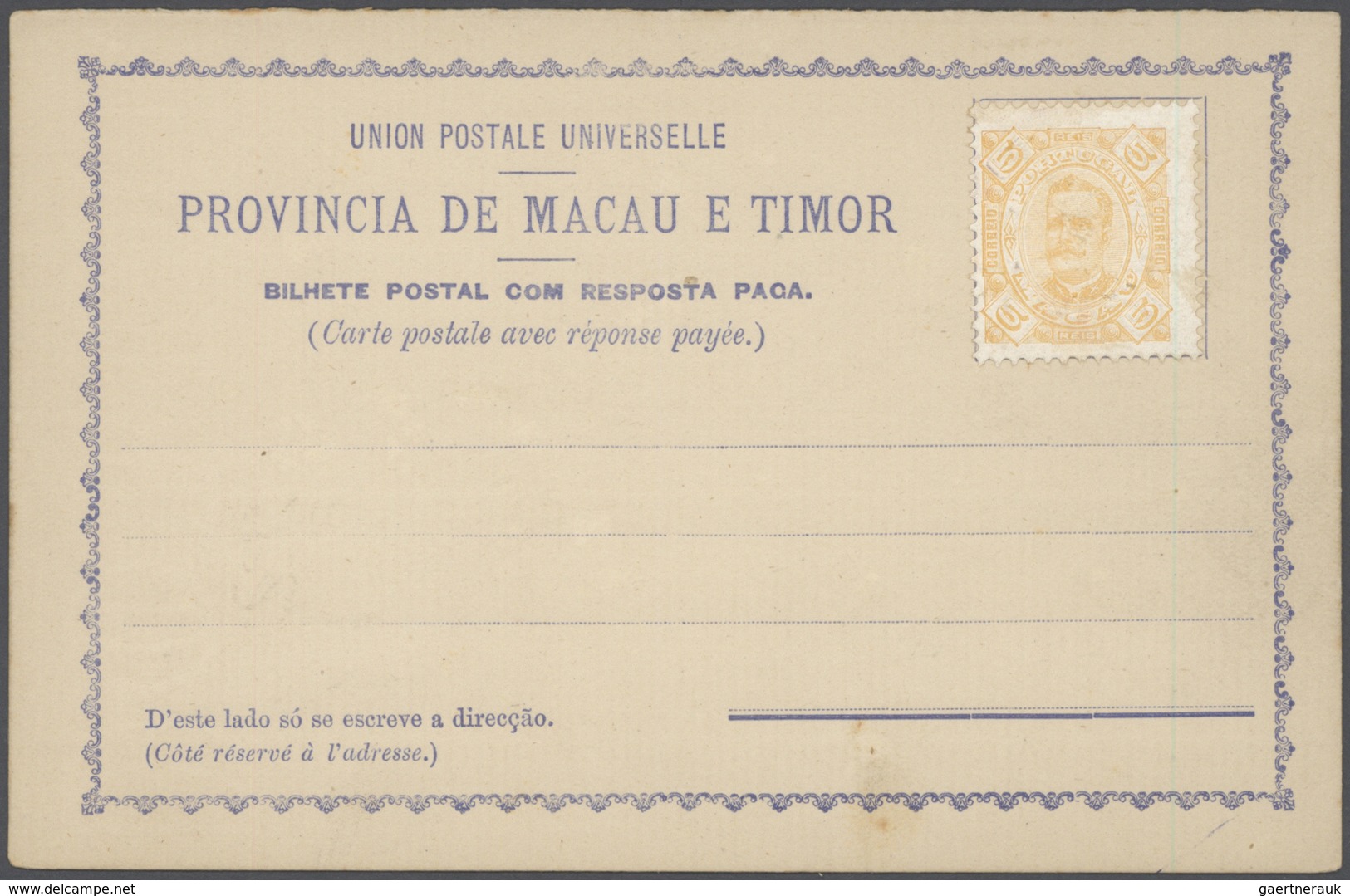 23510 Macau - Ganzsachen: 1892/1900 (ca.), stationery mint (25, also cto x2), only provisional forms with