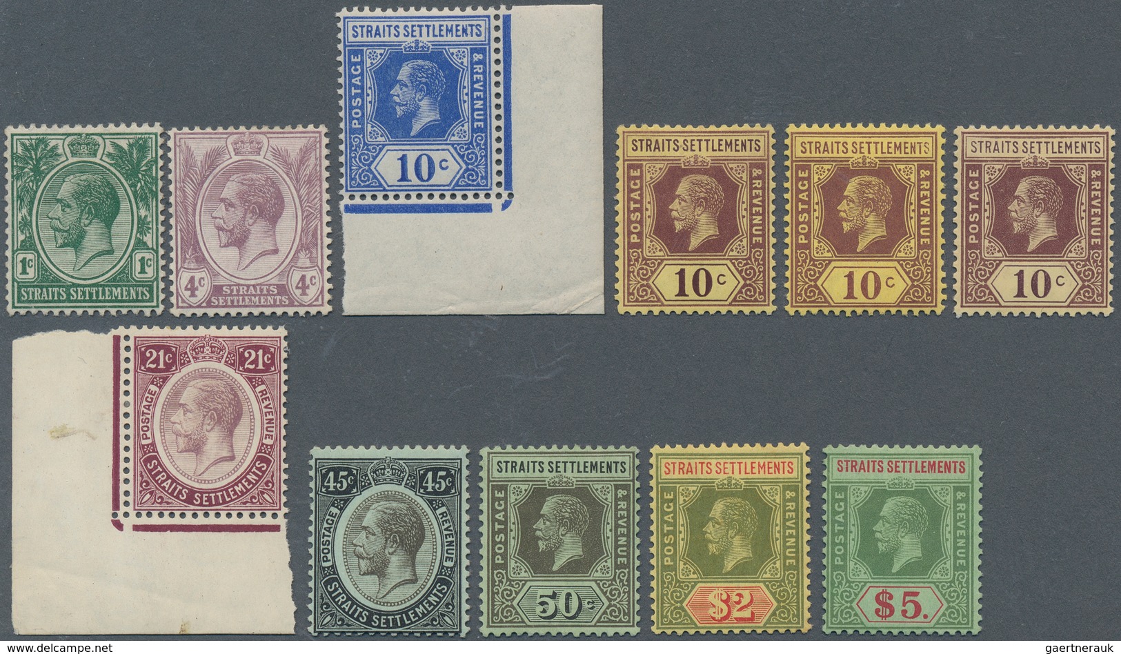 23520 Malaiische Staaten - Straits Settlements: 1912/1923, KGV Mult.Crown CA 1c. - $5, Mint Assortment Of - Straits Settlements