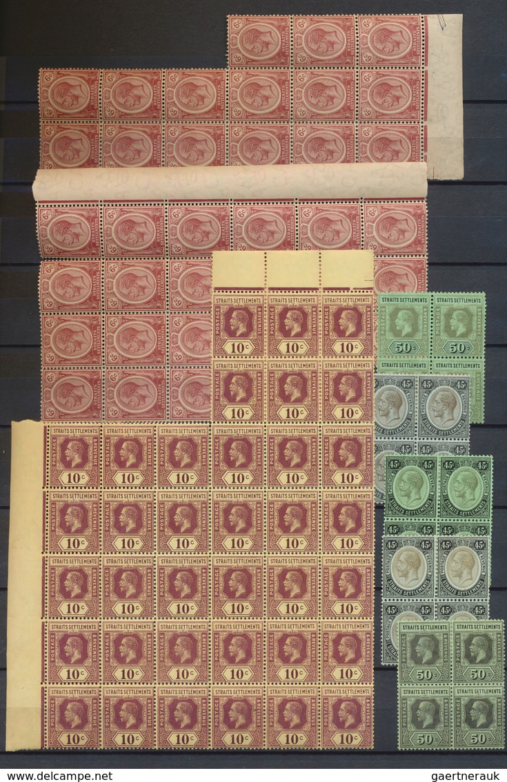 23521 Malaiische Staaten - Straits Settlements: 1912/1923, KGV Mult.Crown CA 1c. - 50c., Mint Assortment O - Straits Settlements