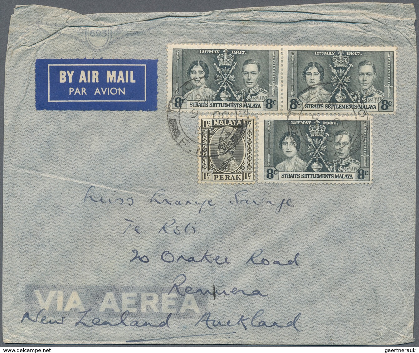 23525 Malaiische Staaten - Straits Settlements: 1937, Coronation Commemoratives On Covers (6, Inc. 4 Airma - Straits Settlements