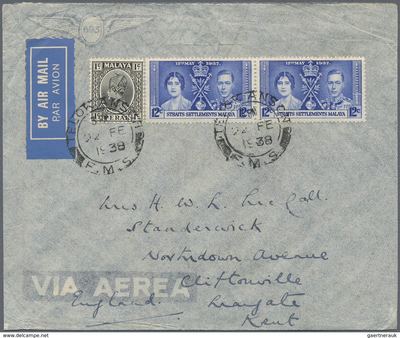 23525 Malaiische Staaten - Straits Settlements: 1937, Coronation Commemoratives On Covers (6, Inc. 4 Airma - Straits Settlements