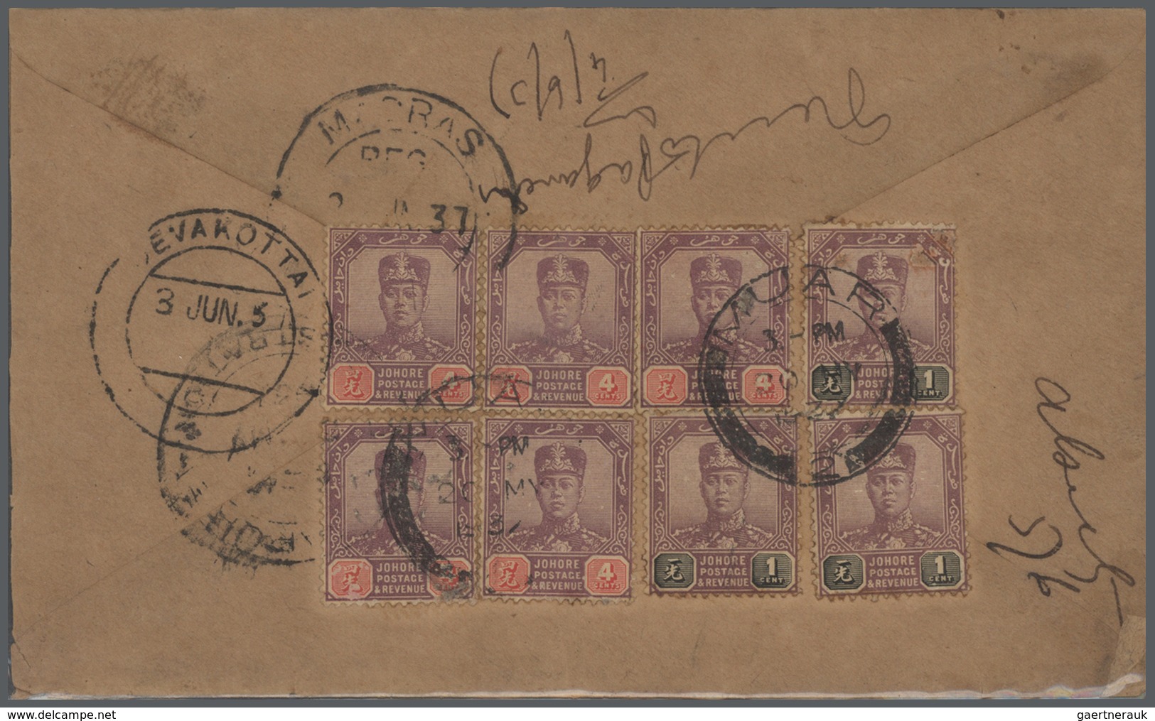 23543 Malaiische Staaten - Johor: 1910's-1930's (mostly): More Than 160 Covers From Various Johore P.O.s, - Johore