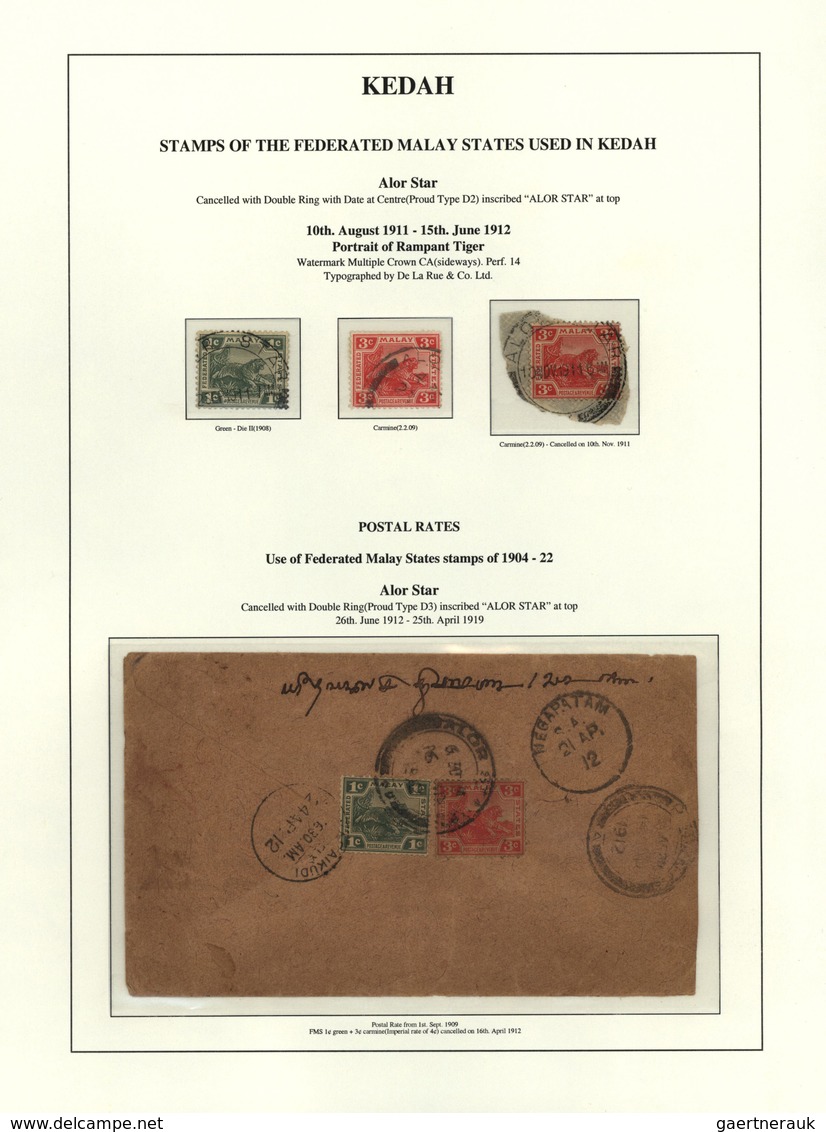 23545 Malaiische Staaten - Kedah: 1909-12, Collection Of 30 Fed. Malay States Stamps Used At Alor Star, Ke - Kedah