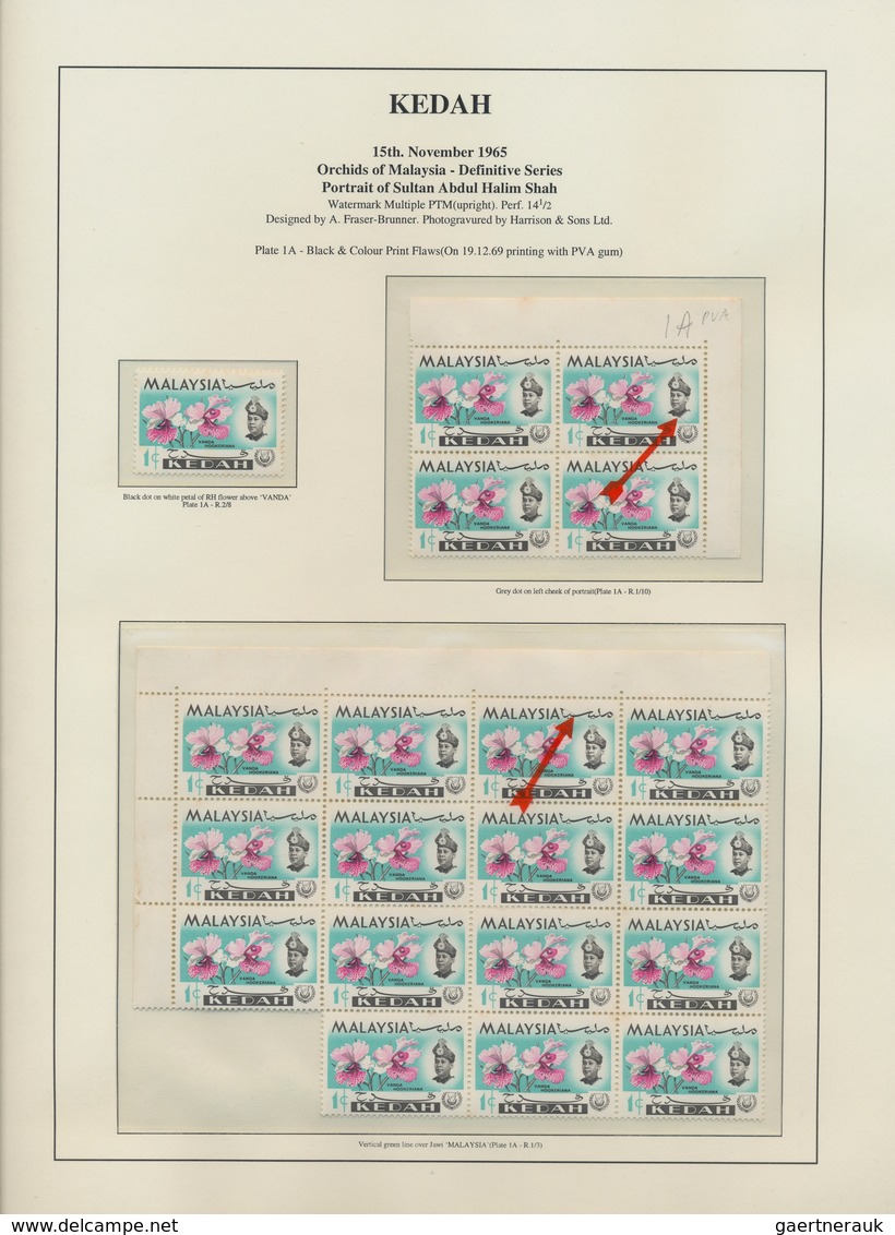 23546 Malaiische Staaten - Kedah: 1965, Orchids, Chiefly U/m Specialised Collection Of Apprx. 1.660 Stamps - Kedah