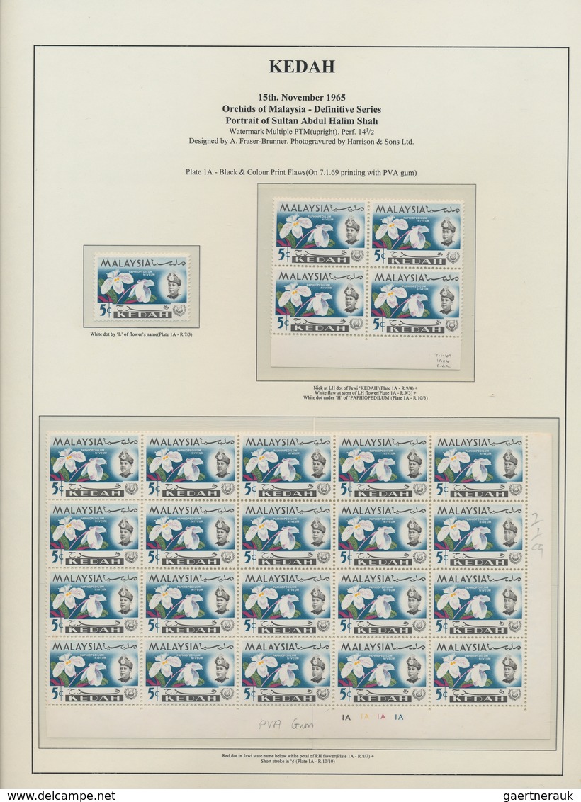 23546 Malaiische Staaten - Kedah: 1965, Orchids, Chiefly U/m Specialised Collection Of Apprx. 1.660 Stamps - Kedah