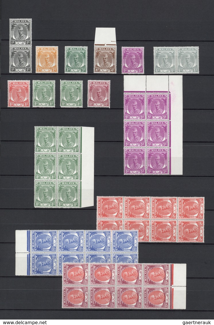 23549 Malaiische Staaten - Kelantan: 1911/1952, Mint Assortment Of 101 Stamps Incl. Units And Two Controls - Kelantan