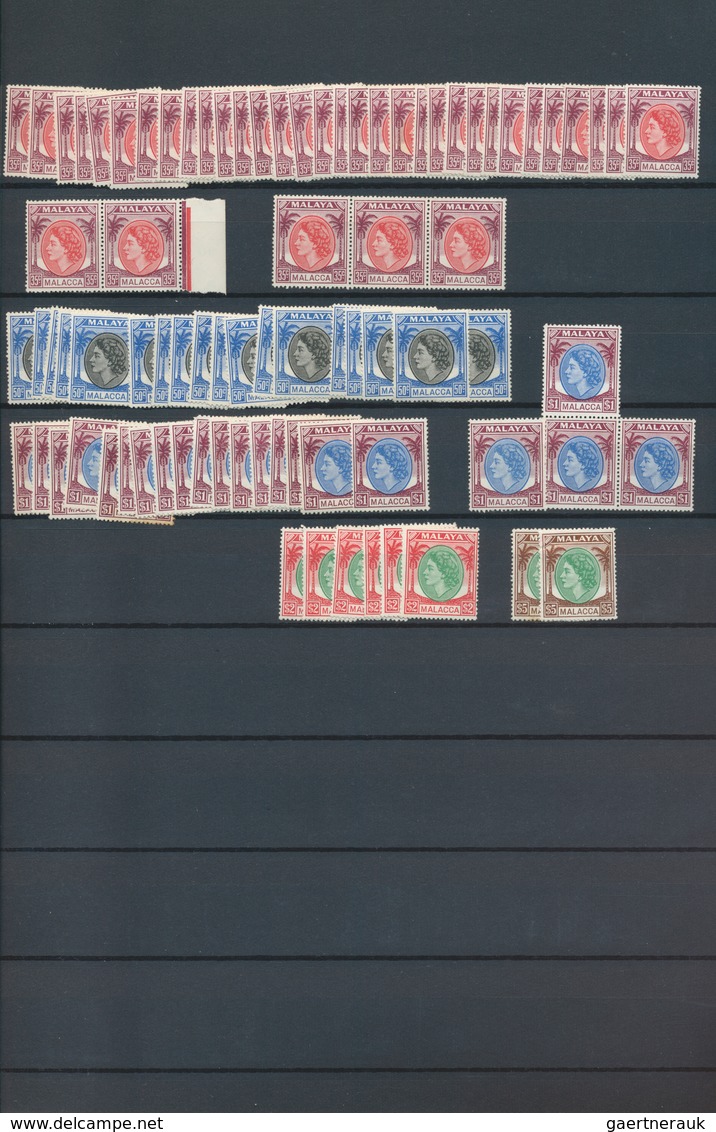 23550 Malaiische Staaten - Malakka: 1948/1960, Mint Accumulation On Stocksheets With Main Value In The KGV - Malacca