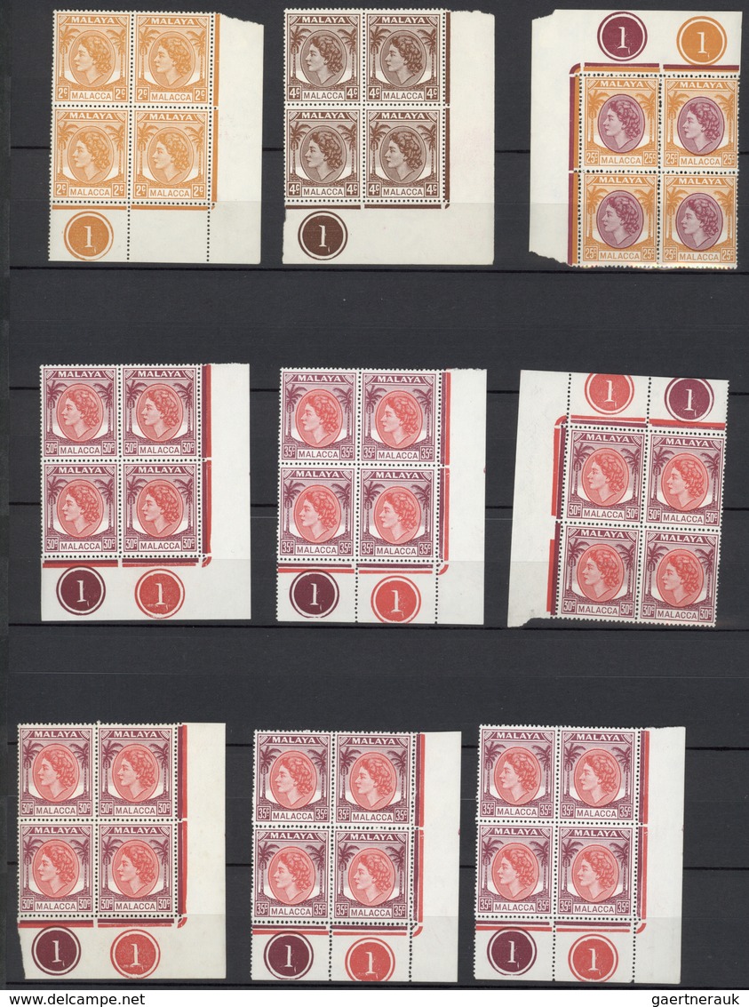 23551 Malaiische Staaten - Malakka: 1949/1954, Definitives KGVI/QEII, Mint Assortment Of 89 Stamps, Mainly - Malacca