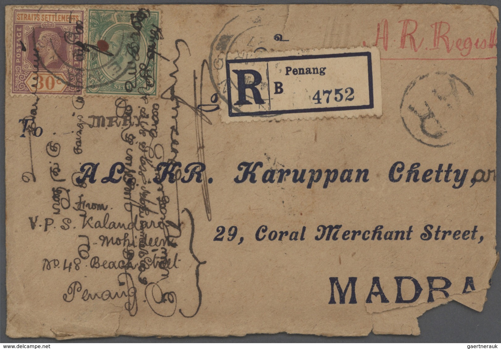 23555 Malaiische Staaten - Penang: 1900's-1930's (mostly): More than 400 covers and (few) postal stationer