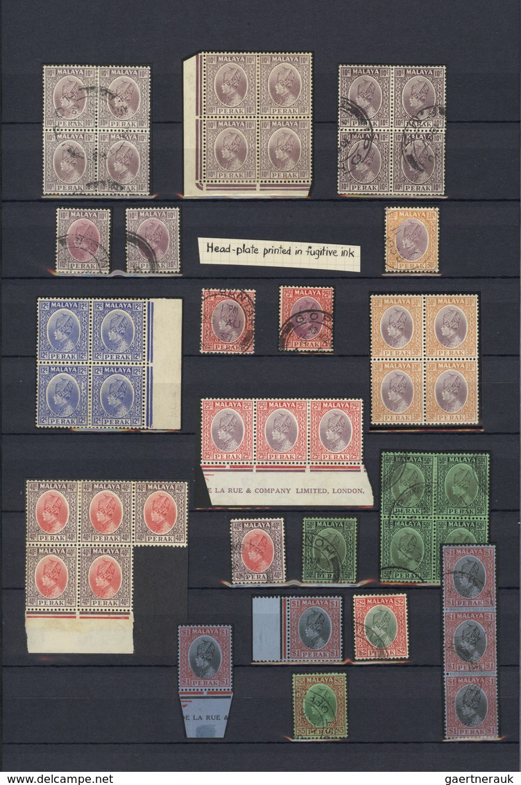 23557 Malaiische Staaten - Perak: 1935/1937, Definitives Sultan Iskandar, Mint And Used Collection Of 96 S - Perak