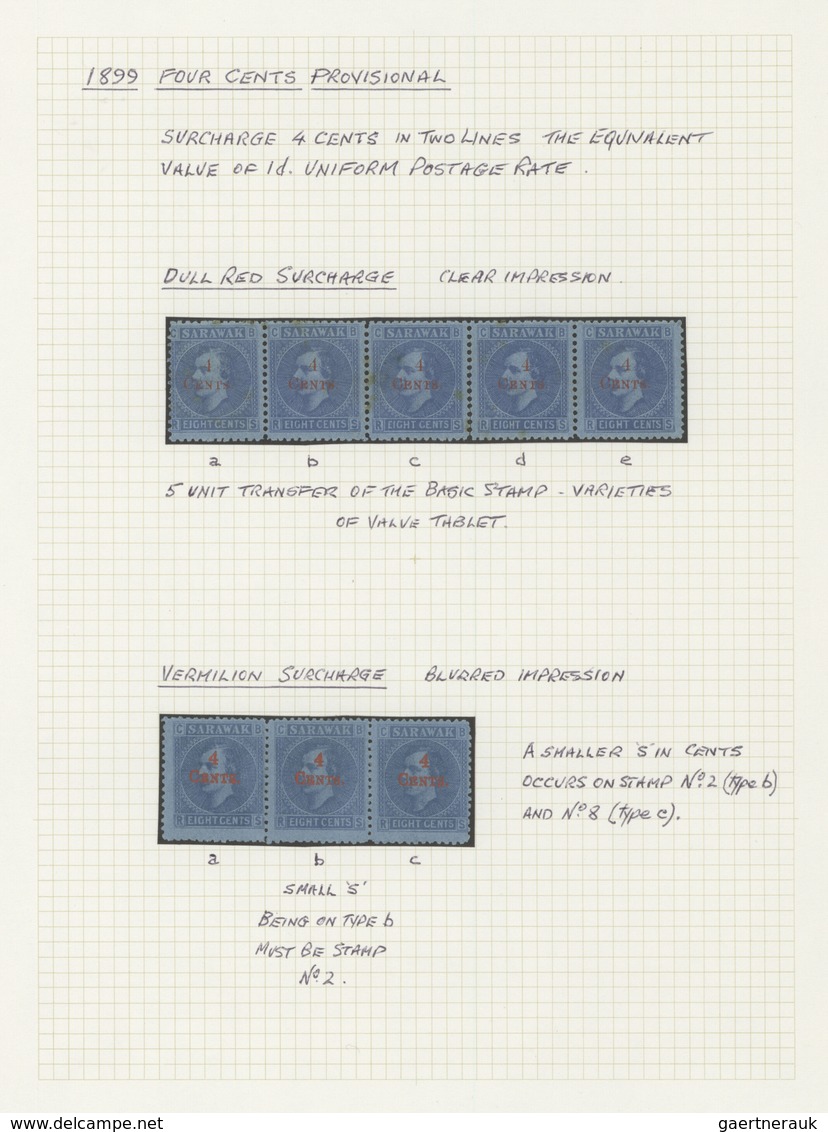 23562 Malaiische Staaten - Sarawak: 1899, Revaluation Overprints, Specialised Assortment Of 49 Stamps Incl - Autres & Non Classés