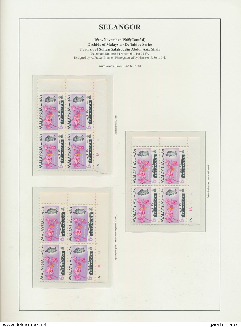 23572 Malaiische Staaten - Selangor: 1965, Orchids, Specialised Collection Of Apprx. 2.500 Stamps On Writt - Selangor