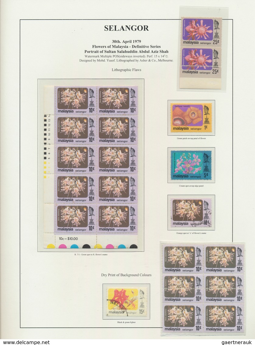 23575 Malaiische Staaten - Selangor: 1979/1984, Definitives "Blossoms", Mainly U/m Specialised Collection - Selangor