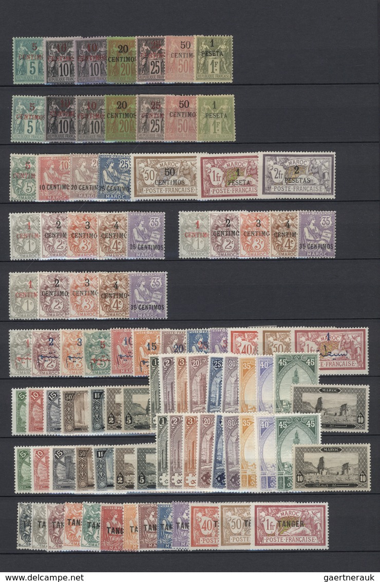 23592 Marokko: 1891/1930 (ca.), Mint Assortment On Stocksheets, E.g. 1891 Overprints 5c. To 1p. Two Sets, - Maroc (1956-...)