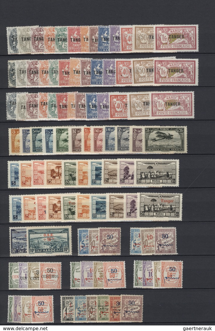 23592 Marokko: 1891/1930 (ca.), Mint Assortment On Stocksheets, E.g. 1891 Overprints 5c. To 1p. Two Sets, - Maroc (1956-...)