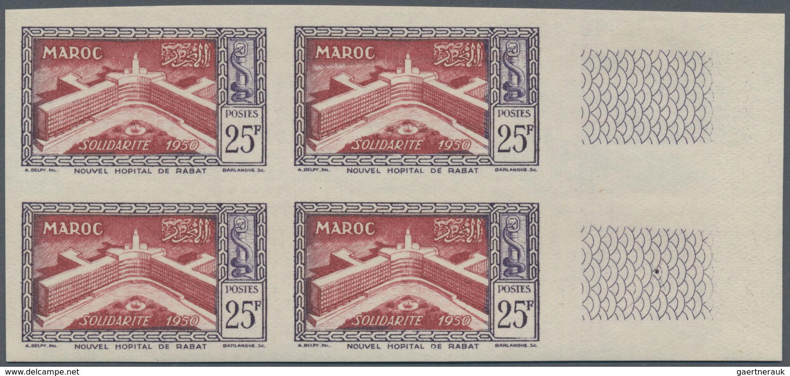 23601 Marokko: 1923/1952, Mint Assortment Of 35 IMPERFORATE Stamps Resp. IMPERFORATE COLOUR PROOFS. - Marocco (1956-...)