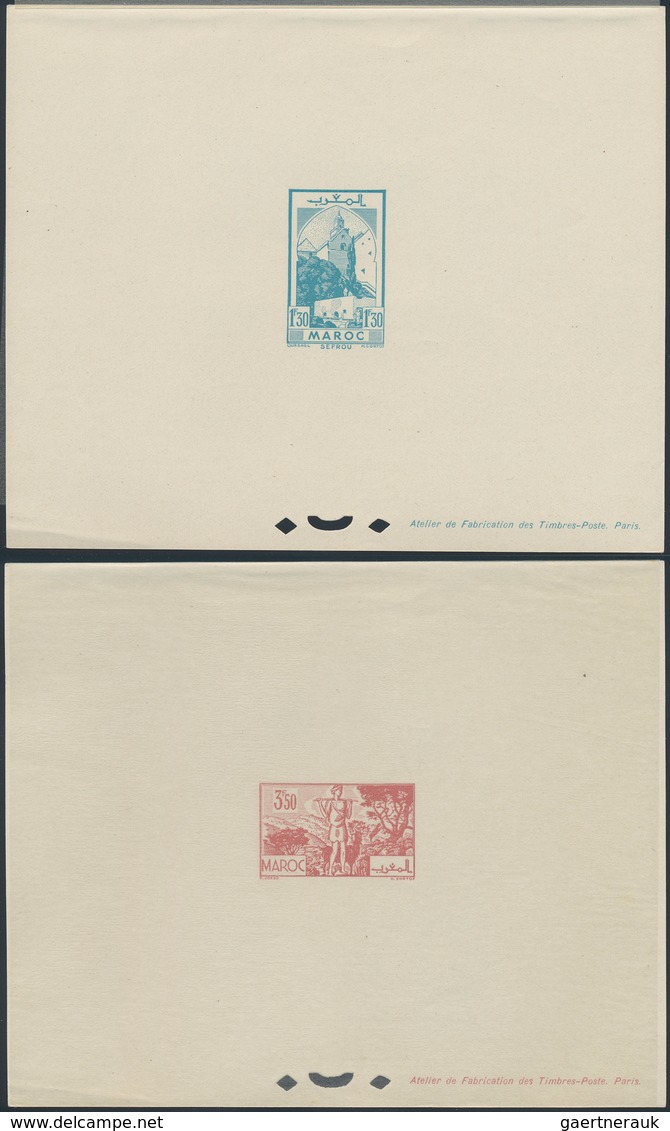 23607 Marokko: 1945-75, 85 Epreuve De Luxe Including Sunk Die Proofs, Few Artist Signed, Good Thematics, S - Maroc (1956-...)