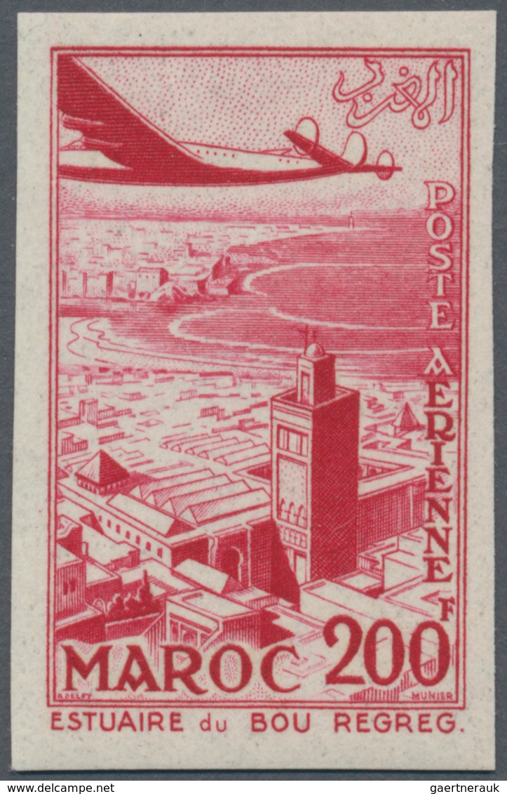 23610 Marokko: 1952/1955, Mint Collection Of 116 IMPERFORATE Stamps Incl. Airmails. - Maroc (1956-...)