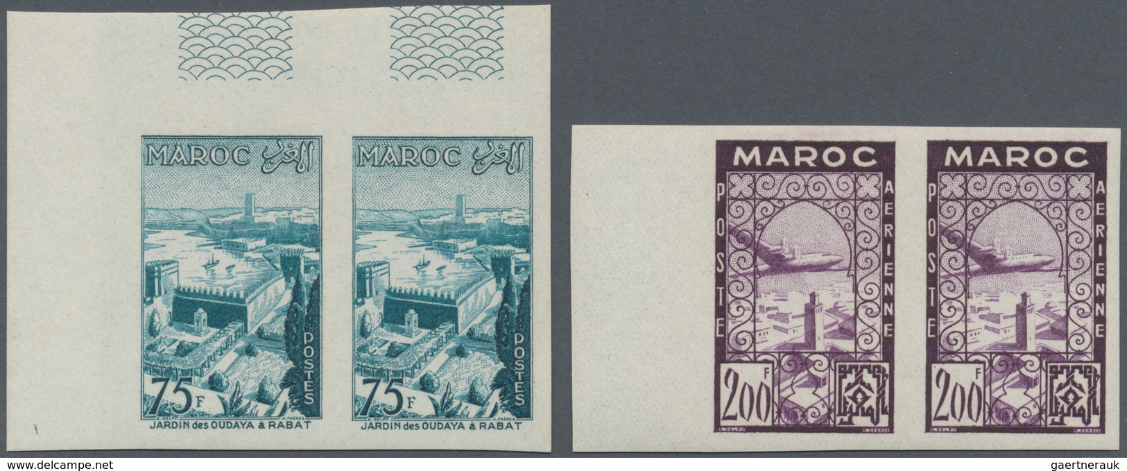 23610 Marokko: 1952/1955, Mint Collection Of 116 IMPERFORATE Stamps Incl. Airmails. - Maroc (1956-...)