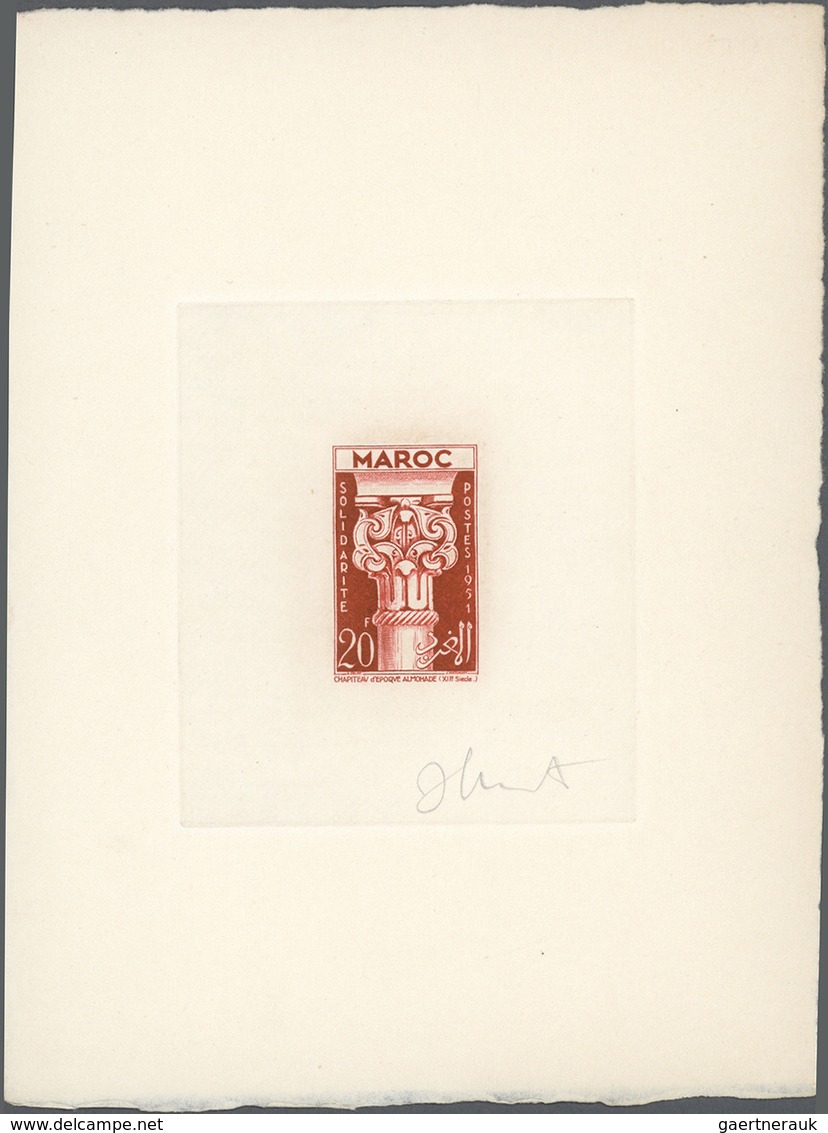 23611 Marokko: 1952, Islamic Capitals (Columns), Collection Of 29 Epreuve D'artiste In Differing Colours, - Maroc (1956-...)