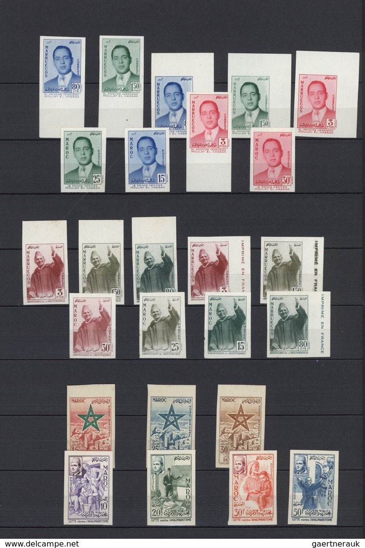 23617 Marokko: 1957/1980, Mint Collection Of Apprx. 190 IMPERFORATE Stamps Incl. Attractive Thematic Issue - Maroc (1956-...)