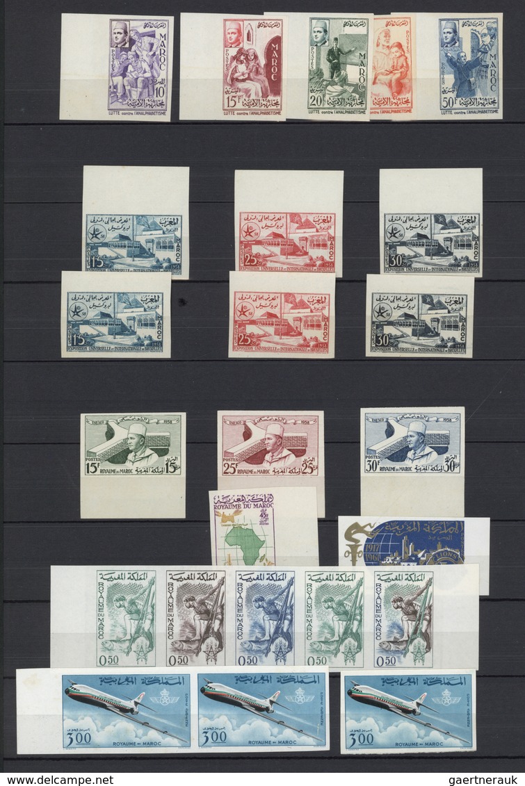 23617 Marokko: 1957/1980, Mint Collection Of Apprx. 190 IMPERFORATE Stamps Incl. Attractive Thematic Issue - Maroc (1956-...)