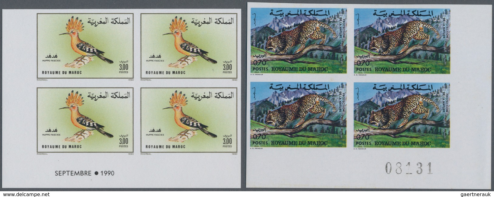 23620 Marokko: 1966/1990, U/m Collection Of Apprx. 140 IMPERFORATE Blocks Of Four Incl. Nice Thematic Issu - Maroc (1956-...)