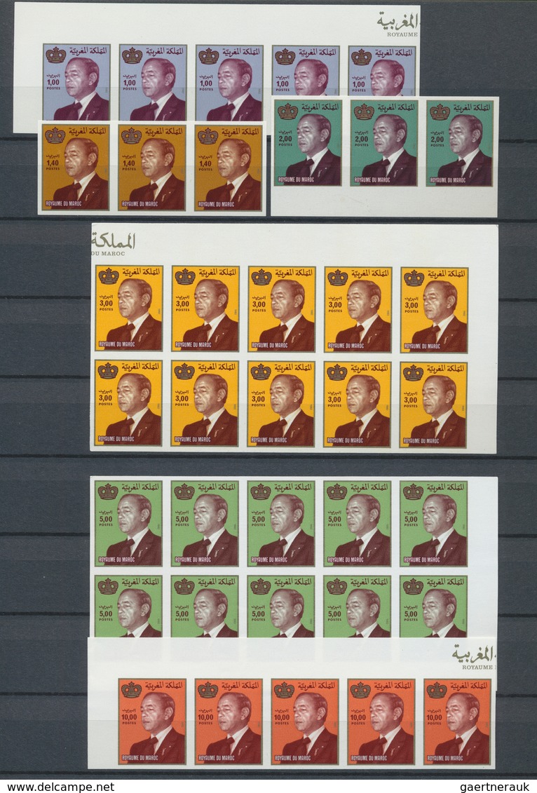 23622 Marokko: 1973/1992, U/m Accumulation Of Apprx. 330 IMPERFORATE Stamps (plus Three Imperforate Souven - Maroc (1956-...)