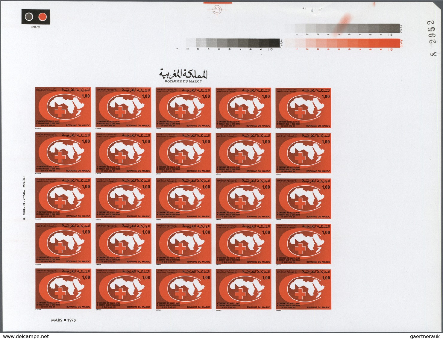 23627 Marokko: 1974/1978, U/m Assortment Including Red Cross Of Nine UNCUT IMPERFORATE Sheets With Traffic - Maroc (1956-...)